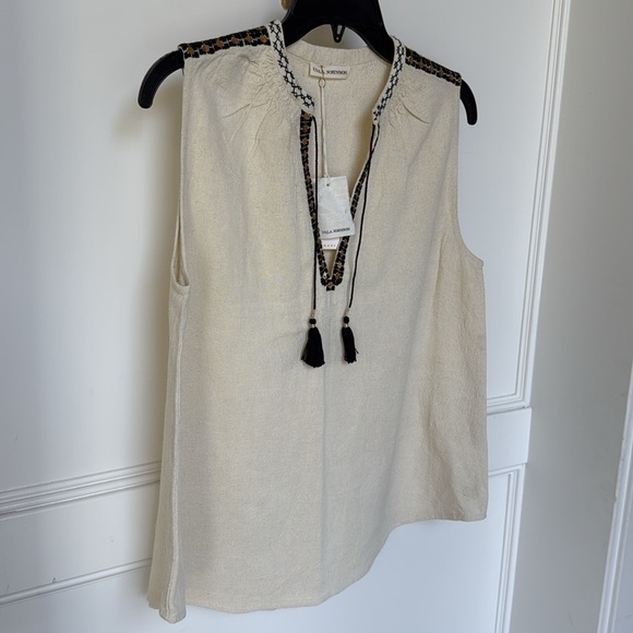Ulla Johnson Textured Silk Embroidered V-Neck Sleeveless
Tank Blouse Cream 4 NEW - Picture 2 of 15